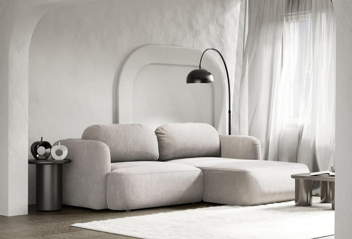 ECKSOFA Tvoya grau-beige Chenille - Taupe/Schwarz, Kunststoff/Textil (175/267cm) - Selsey