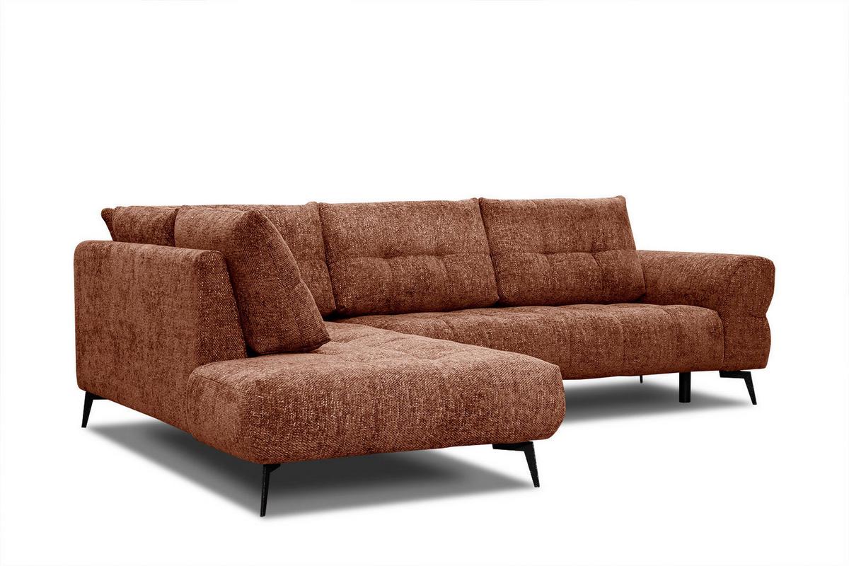 ECKSOFA SALVINI 5-Sitzer, dunkelorange - Dunkelorange/Schwarz, Holzwerkstoff/Textil (158/292cm) - Wozimo