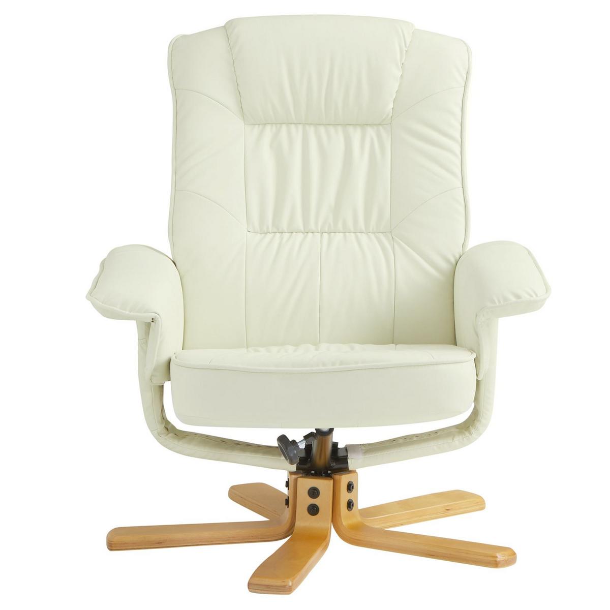 RELAXSESSEL KUNSTLEDER, SET MIT HOCKER CHARLY - Weiß, Textil (76/87/61cm) - IDIMEX