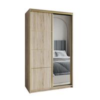 SCHWEBETÜRENSCHRANK VARO 120/205/60 cm 2-türig mit Spiegel Sonoma Eiche - Sonoma Eiche, Holzwerkstoff (120/205/60cm) - MASSENO