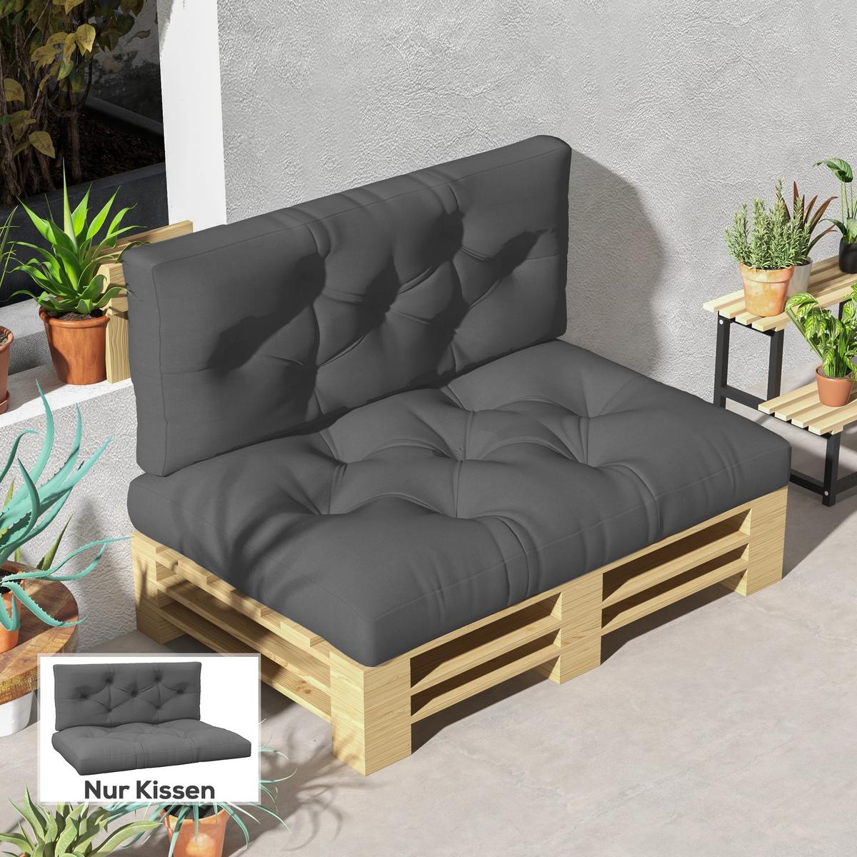 SITZKISSEN, Polyester, Dunkelgrau - Dunkelgrau, Kunststoff (80/12/120cm) - Outsunny