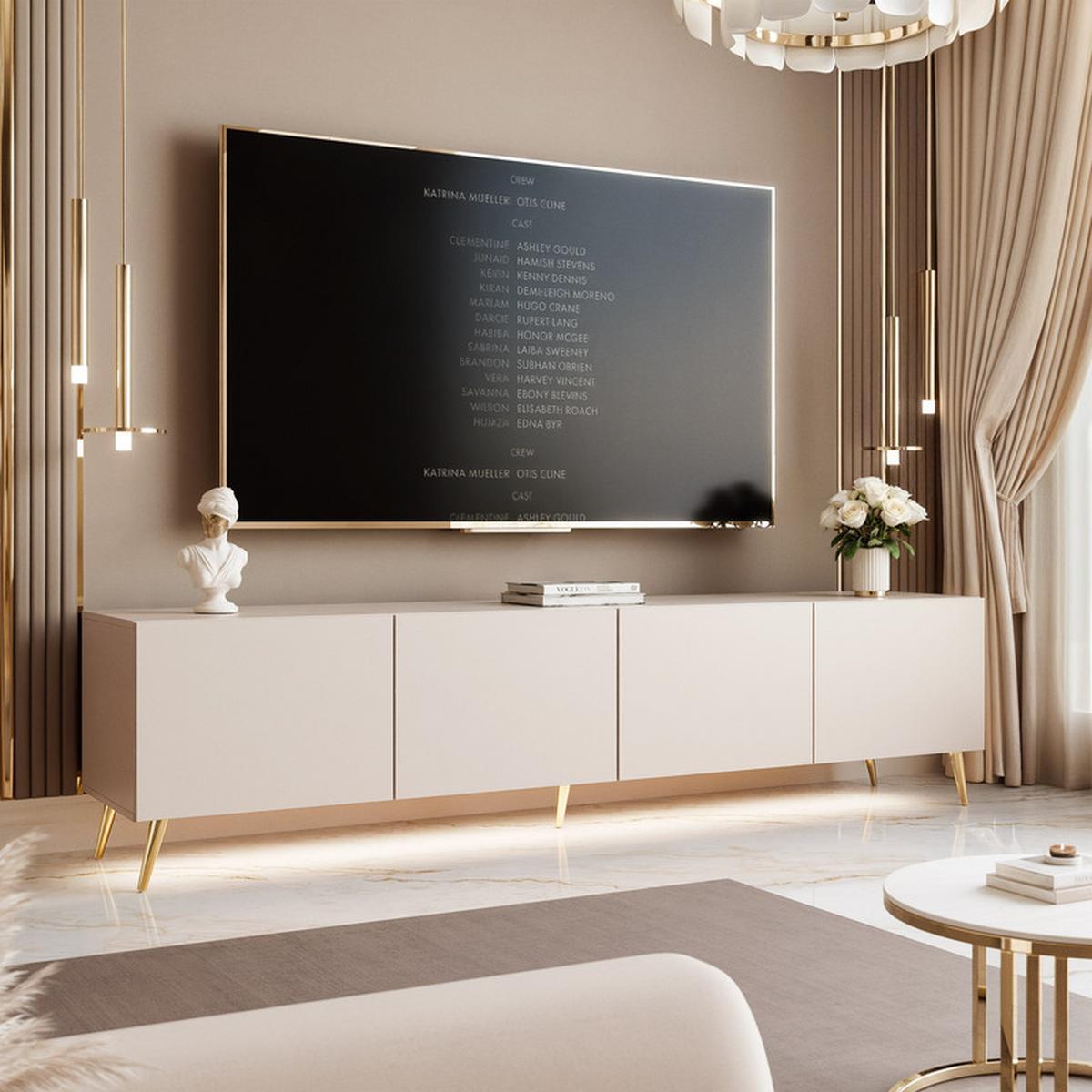TV-LOWBOARD ANGEL Kaschmir stehend mit LED- Beleuchtung 200 cm - Kaschmir, Holzwerkstoff (200/49/40cm) - Idohome