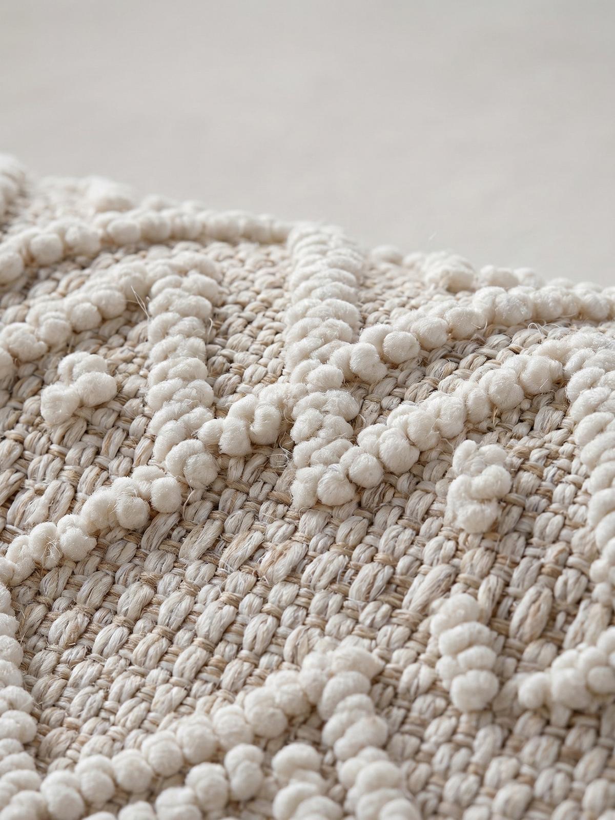 TEPPICH Flachgewebe LANGAU in Creme, mit Ethno-Streifen, Ø 120 cm - Creme, Textil (120/120cm) - KADIMA DESIGN