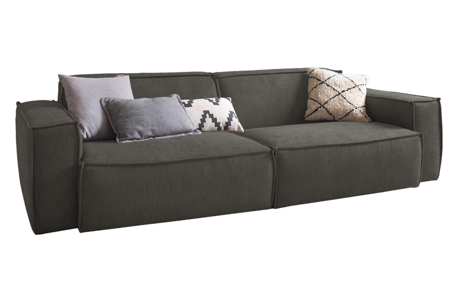 SOFA SAMU Grau Webstoff - Schwarz/Grau, Textil (256/72/106cm) - KAWOLA