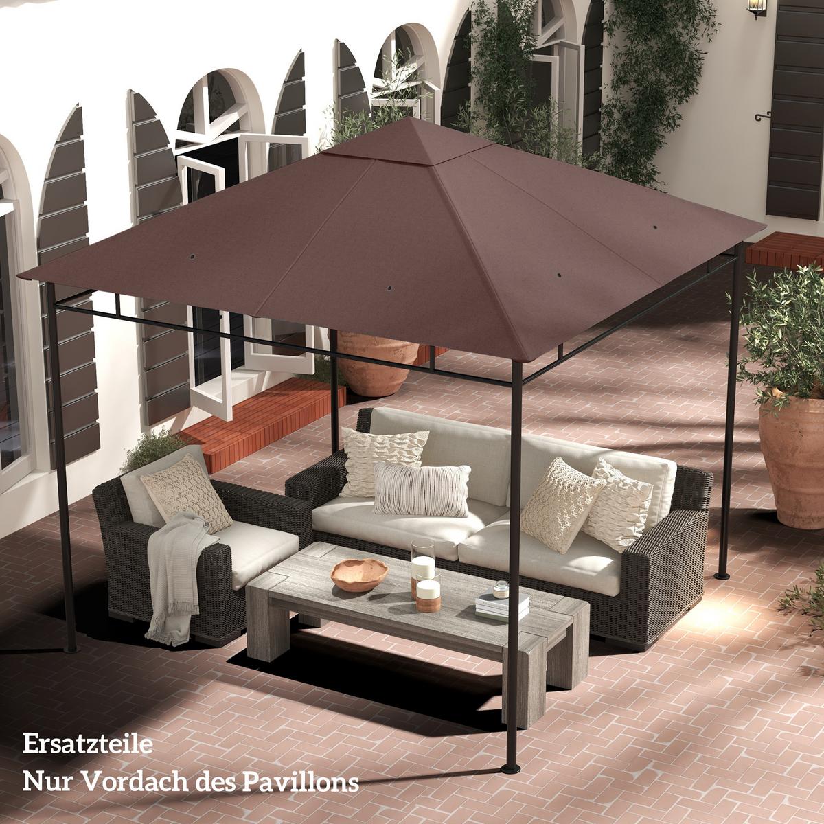 PAVILLON-ERSATZDACH Polyester Kaffee - Braun, Kunststoff (298/1/298cm) - Outsunny