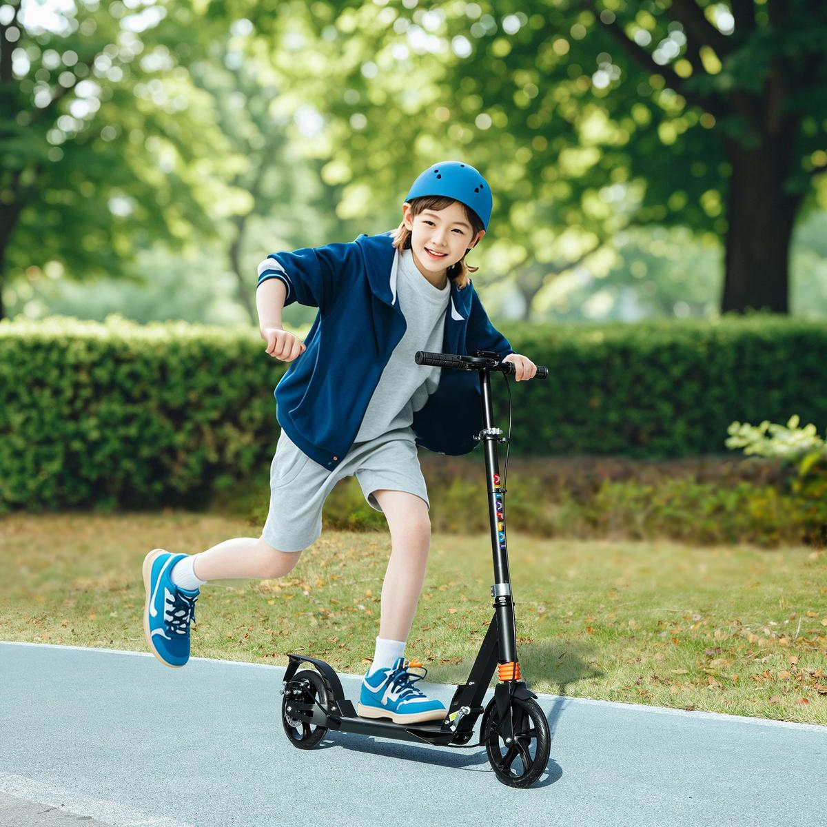 ROLLER Kinder Scooter mit verstellbar Griffen klappbar höhenverstellbar Schwarz - Schwarz, Metall (94/36/103cm) - AIYAPLAY