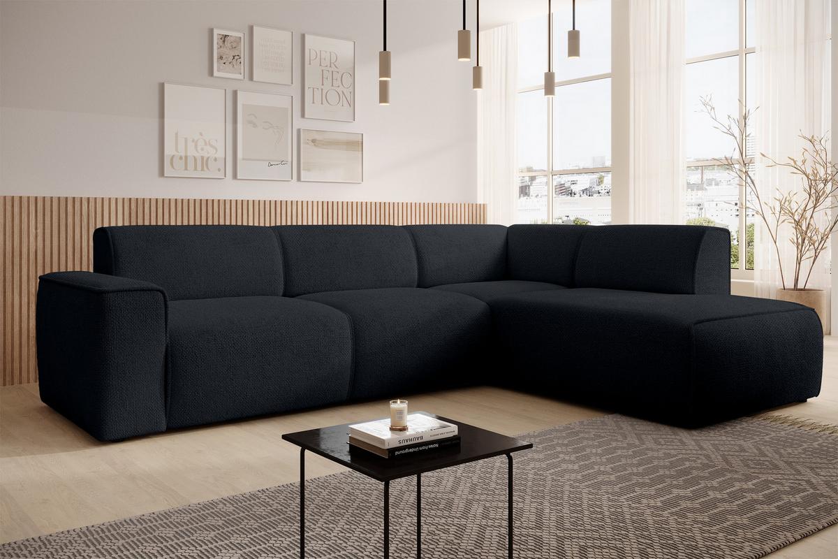 ECKSOFA L Form Didim Dunkelgrau 292/220/78 cm – großes Sofa stilvoll & bequem R - Schwarz, Kunststoff/Textil (292/220cm) - AX Living