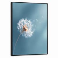 LEINWAND Bilder mit Rahmen - Löwenzahn - Wind - Blau - 60x80 - Blaugrau, Textil (60/80cm) - MuchoWow