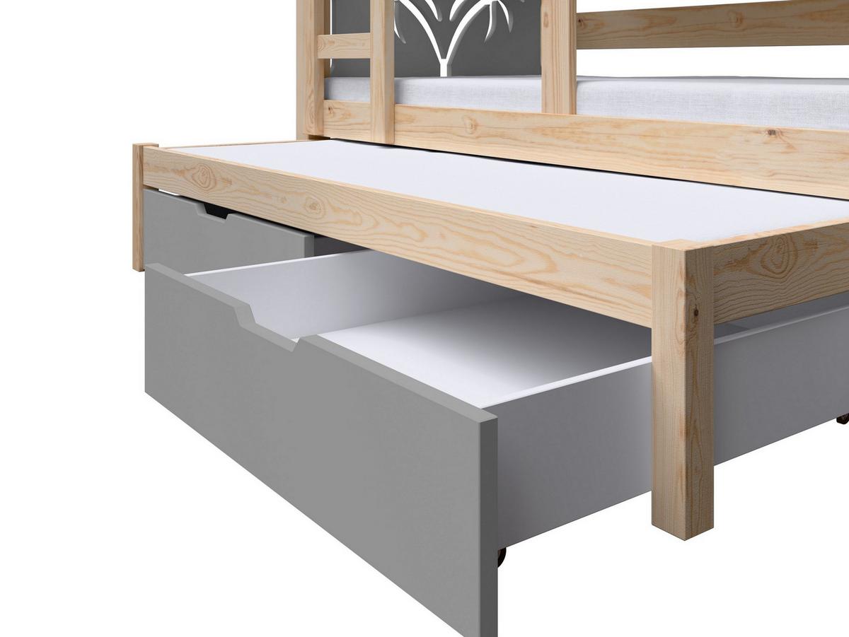 ETAGENBETT LEONE mit Bettkasten 80x180 cm Kieferfarben - Kieferfarben/Grau, Holz (80/180cm) - MASSENO