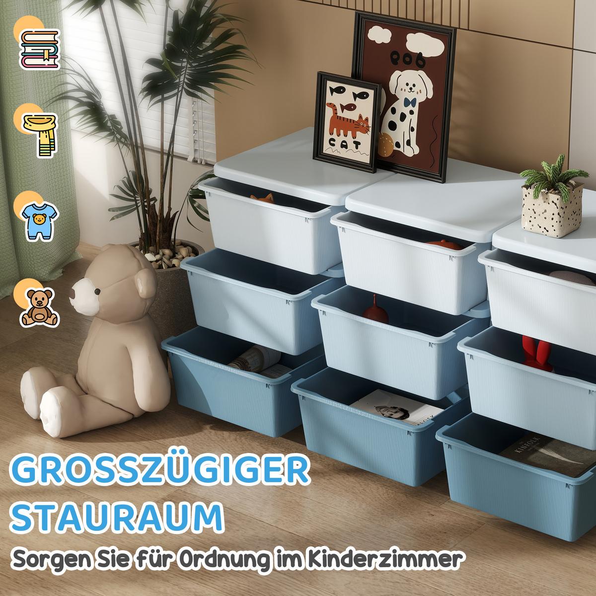SPIELZEUGKISTE Kunststoff Blau - Blau, Kunststoff (37/56.5/113cm) - HOMCOM