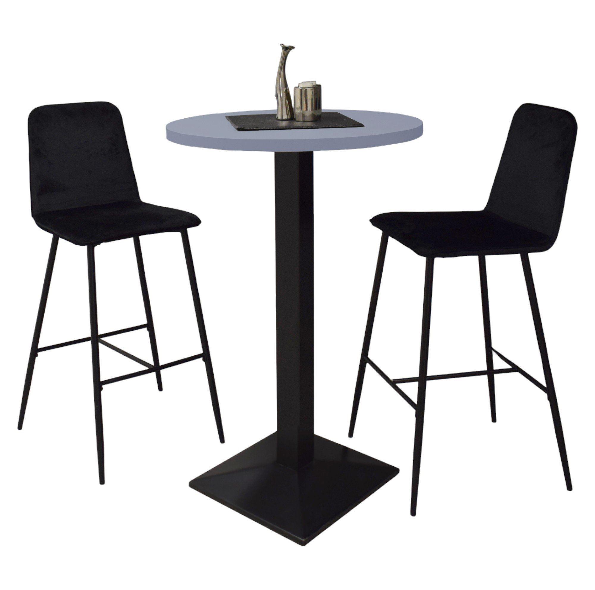TRESENTISCH rund Eleanore 70 cm schwarz matt/aqua matt lack - Blau, Metall (70/70/106cm) - 58aufmkessel
