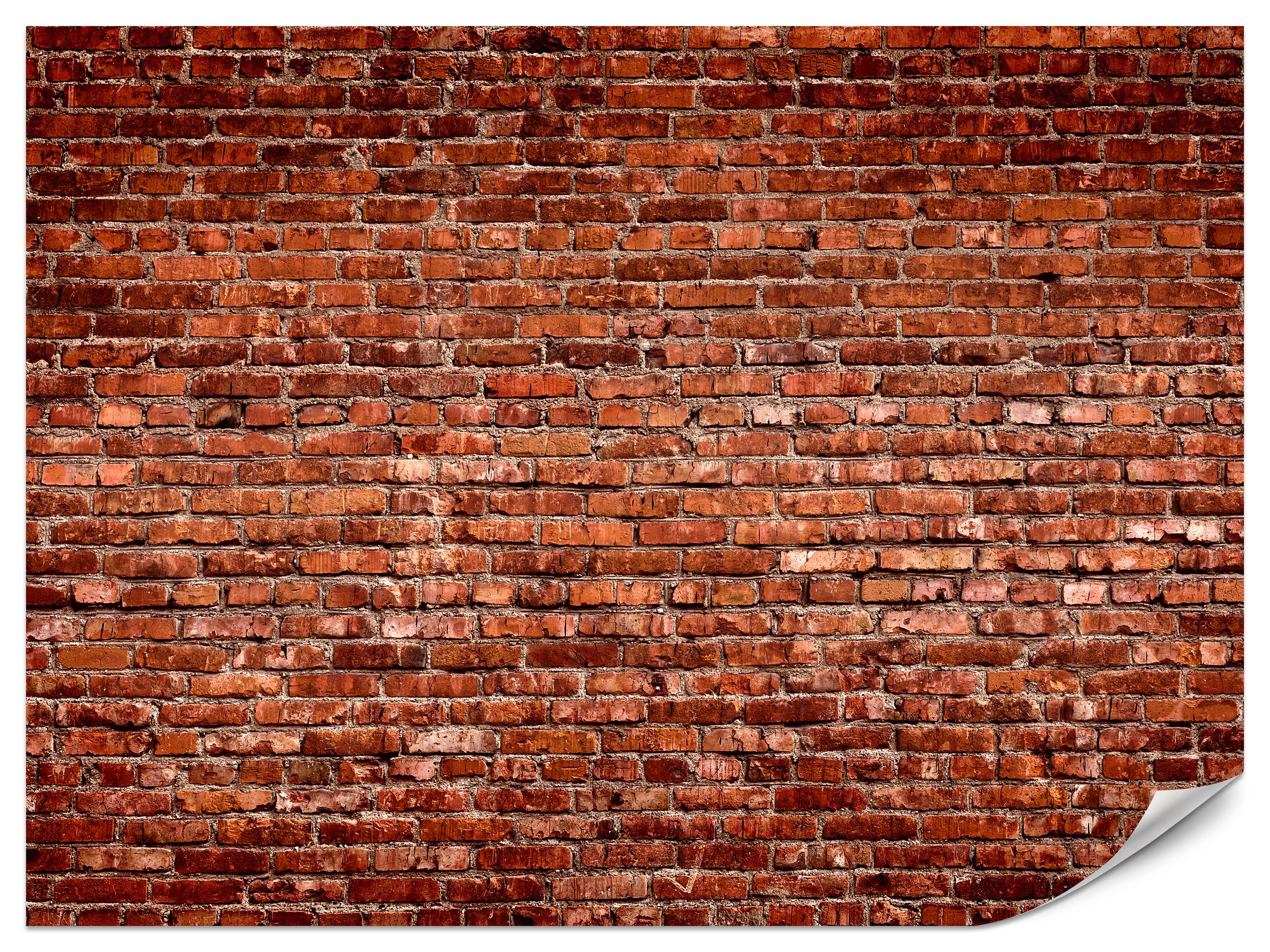 FOTOTAPETE für Wohnzimmer Alte Rote Ziegelwand Rustikal 350x256 - Rot/Orange, Papier (350/256cm) - Muralo