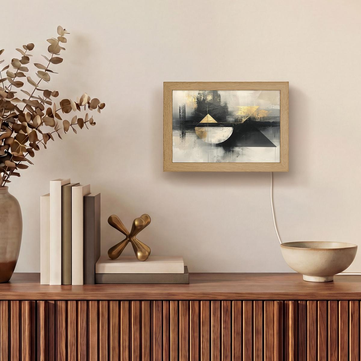 WANDLEUCHTE Abstrakt - Schwarz - Farbe - Modern 20x15 cm - Grau, Holzwerkstoff (20/15/8cm) - OnlyWow