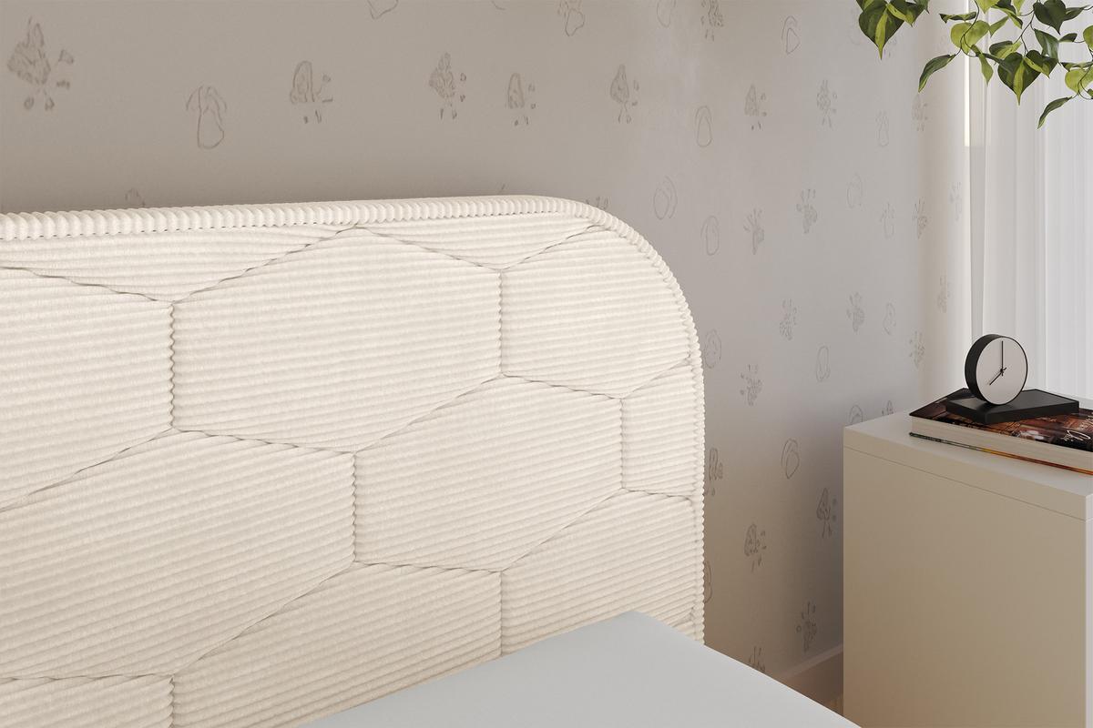 EINZELLBETT Jugendbett mit Bettkasten und Matratze H3/H4, Links - JAXY 100x200 Beige - Creme, Holzwerkstoff/Textil (100/200cm) - ALTDECOR