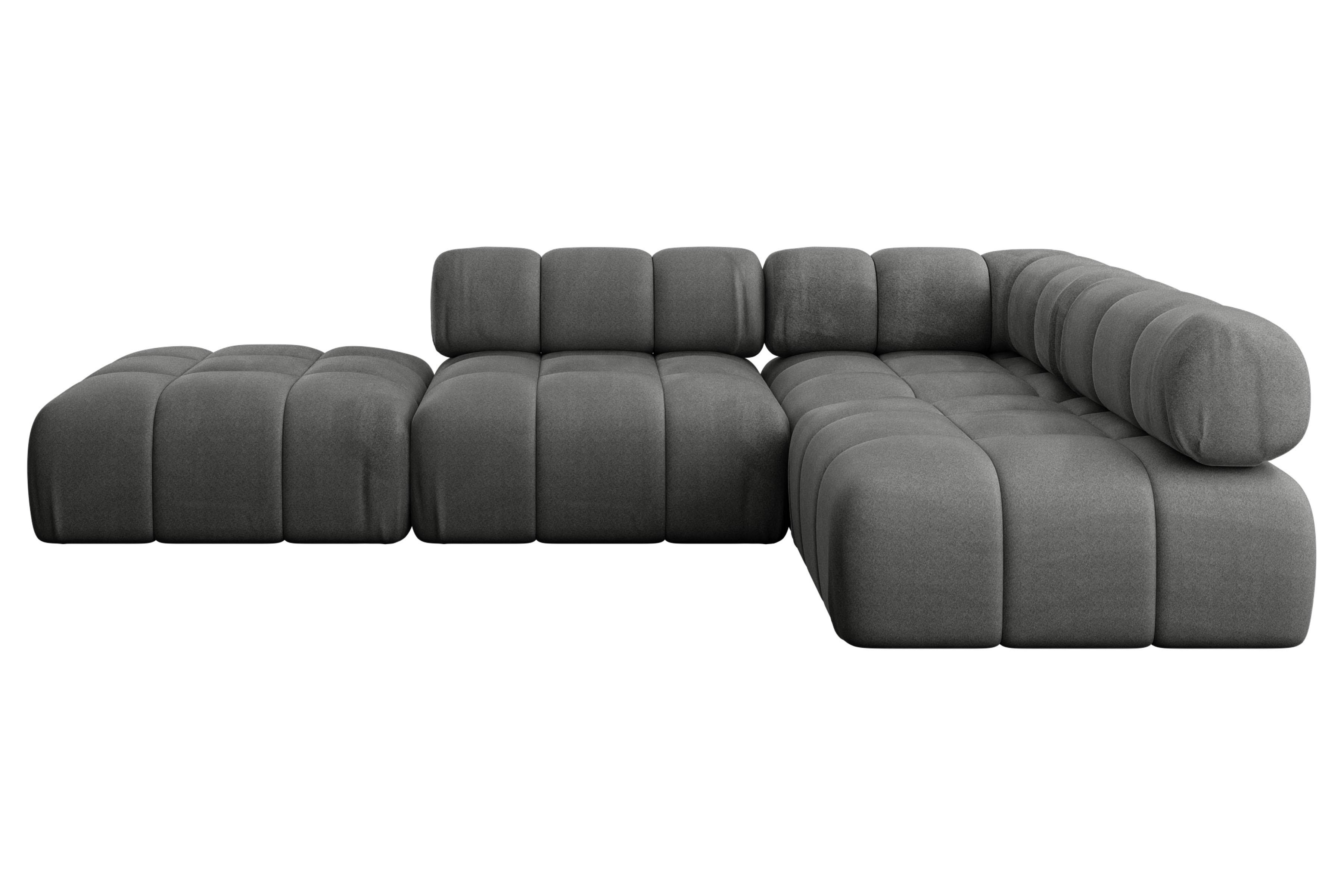 ECKSOFA modulares Sofa Favio-L1 - 285x190x70 cm Dunkelgrau Velours - Dunkelgrau, Holzwerkstoff/Textil (285/190cm) - ALTDECOR
