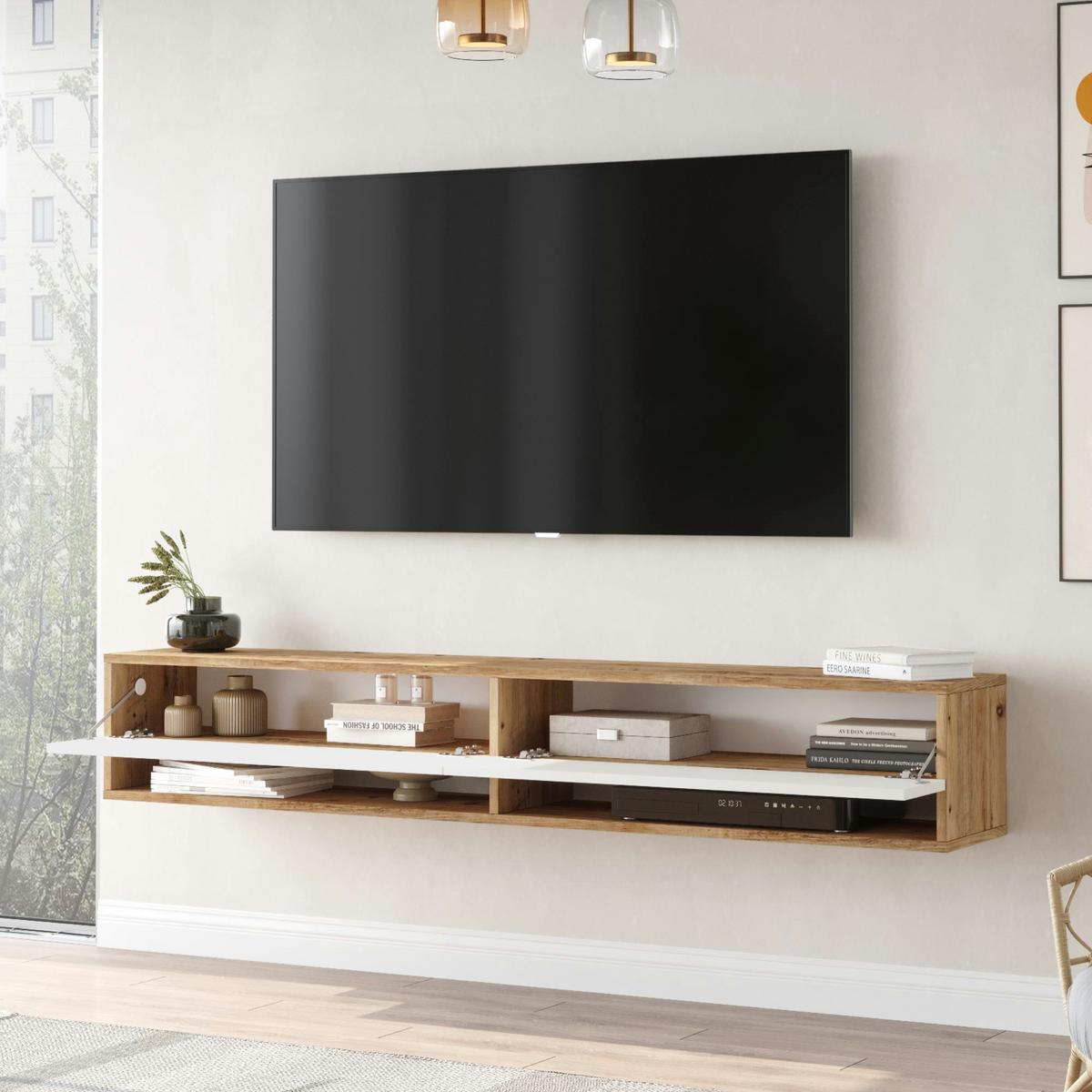 TV-ELEMENT Laitila - Weiß, Holzwerkstoff (180/29.5/31.5cm) - [en.casa]