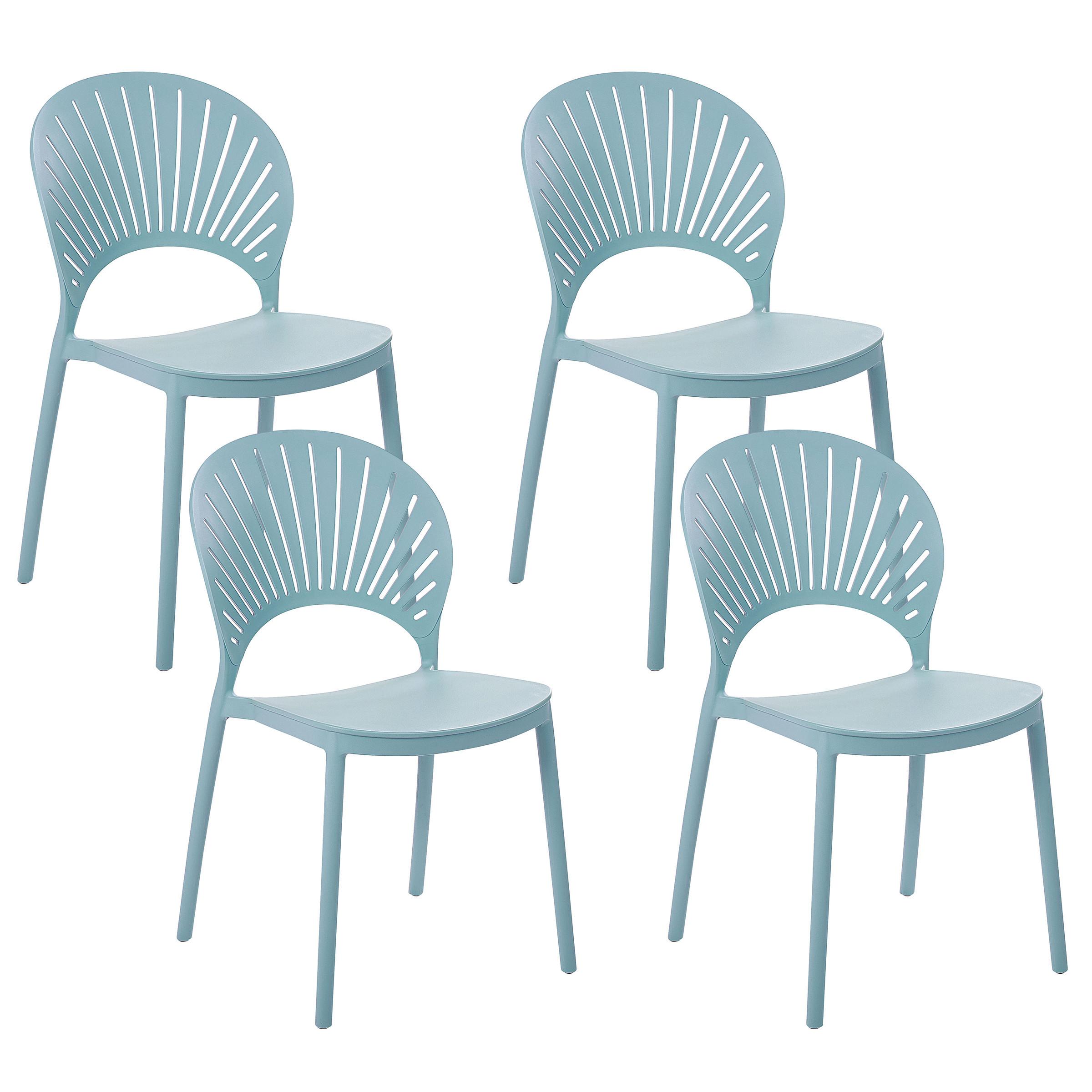 GARTENSTÜHLE 4er-Set Kunststoff blau Ostia - Blau, Kunststoff (46/83/51cm) - Beliani