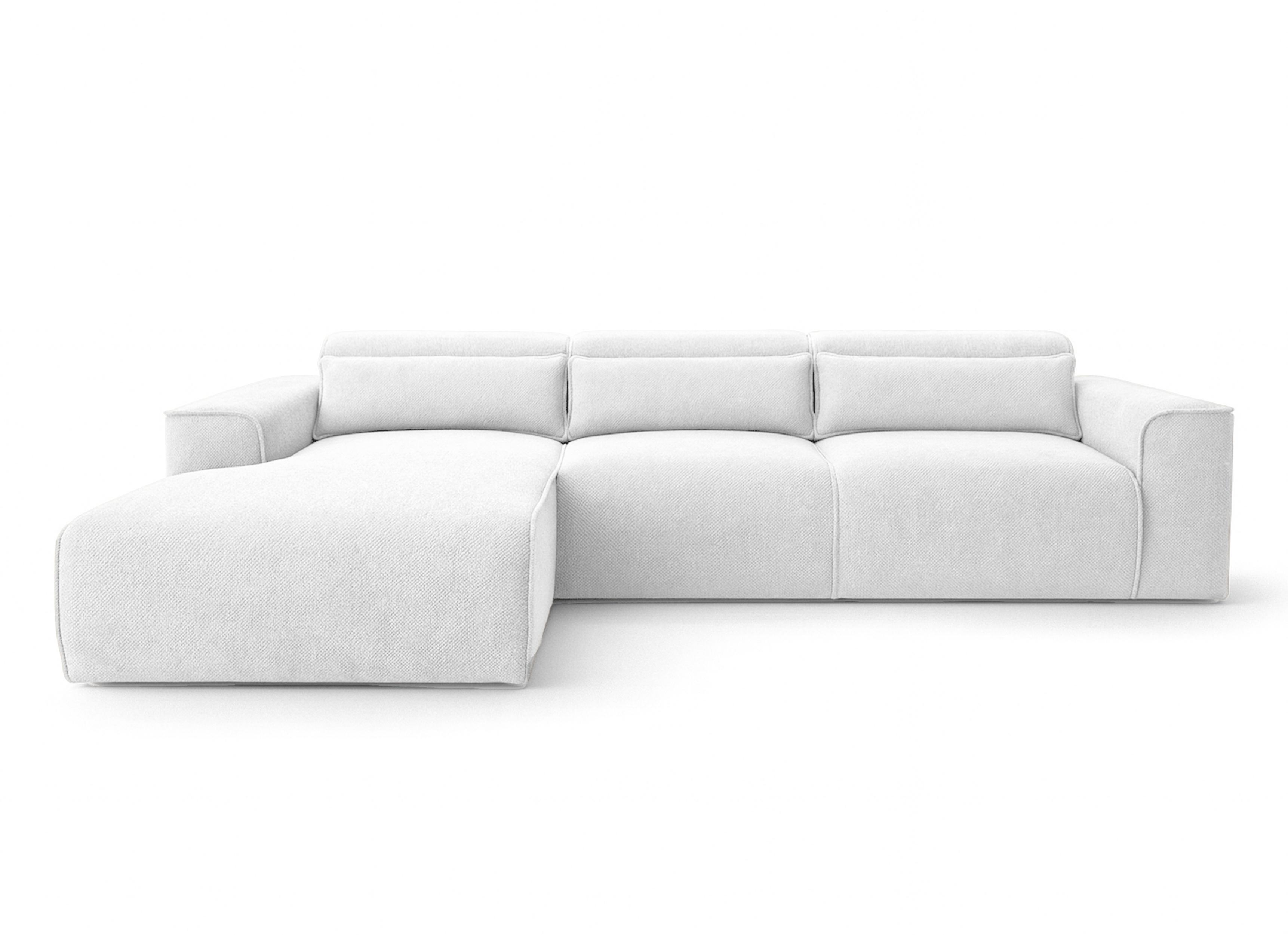 ECKSOFA L Form Ruyam Perlweiß 310/165/78 cm – Schlaffunktion Links - Schwarz/Weiß, Kunststoff/Textil (170/310cm) - AX Living