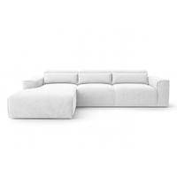 ECKSOFA L Form Ruyam Perlweiß 310/165/78 cm – Schlaffunktion Links - Schwarz/Weiß, Kunststoff/Textil (170/310cm) - AX Living