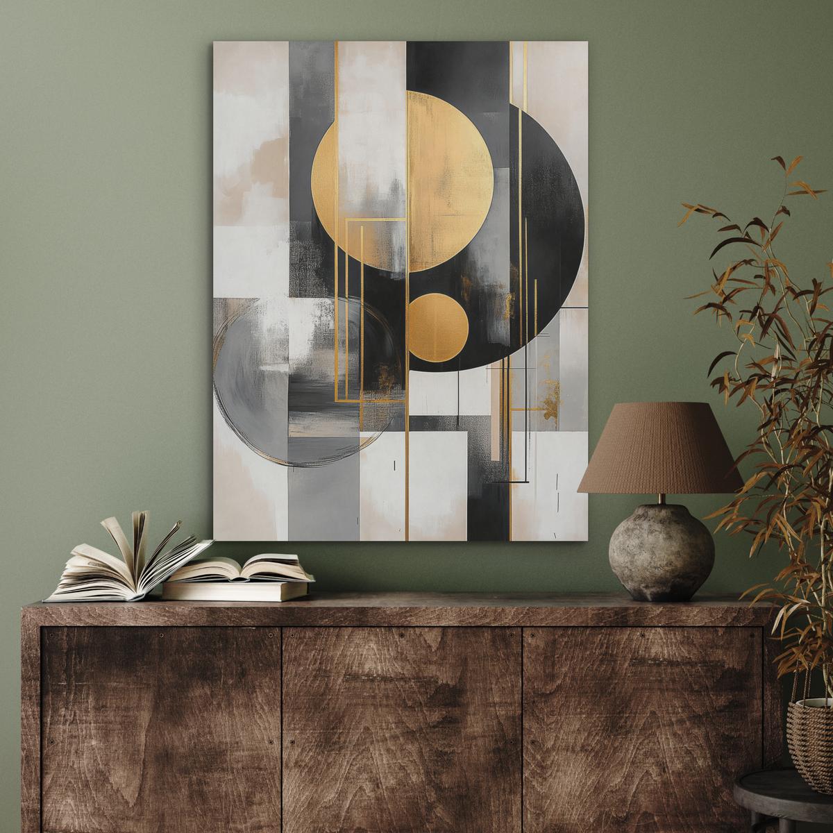 AKUSTIKBILD Abstrakt - Gold - Silber - Formen - Ästhetisch - Modern Wandbilder 60x80 cm - Goldfarben, Kunststoff (60/80/0.9cm) - MuchoWow