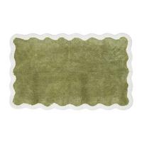 BADTEPPICH Wellenrand 50/80 cm, 100 % Baumwolle - Grün, Textil (50/80cm) - Homescapes