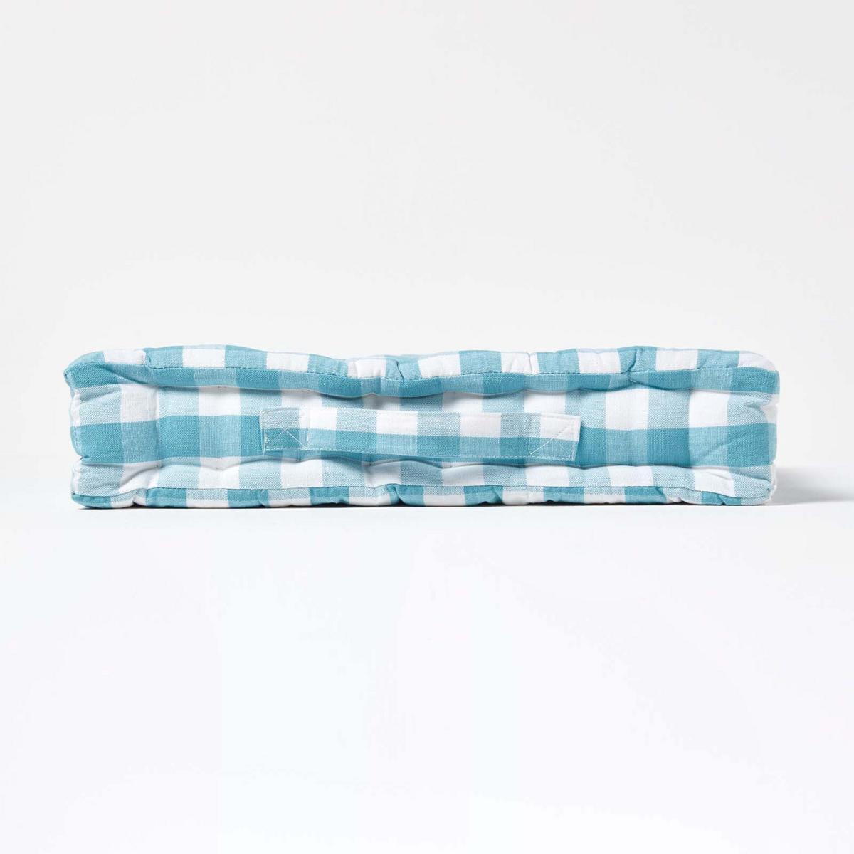 SITZKISSEN blau-weiß kariert 40/40/8 cm - Blau, Textil (40/40/8cm) - Homescapes