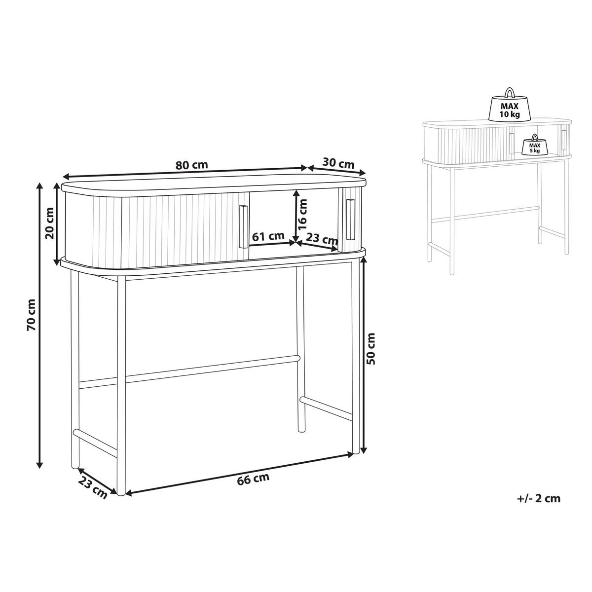 KONSOLENTISCH helles Holz/schwarz Bradley - Hellbraun/Schwarz, Holzwerkstoff (30/80/70cm) - Beliani