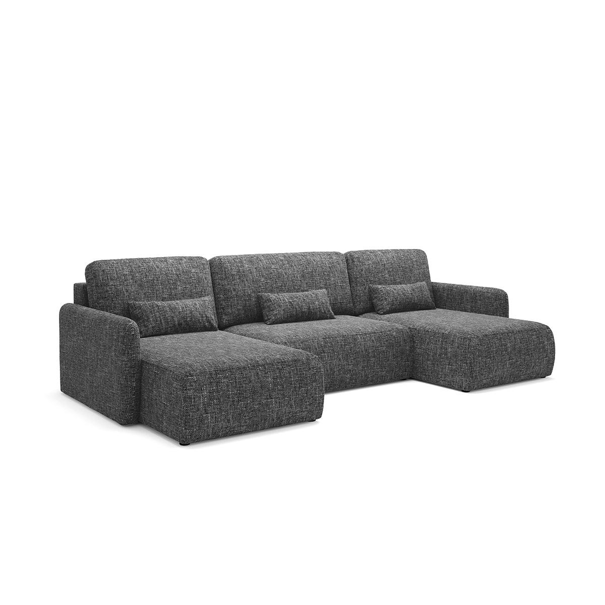 PANORAMASOFA Lazare 4 Sitzplätze Dunkelgrau - Grau, Holz (290/86/148cm) - Petits-meubles