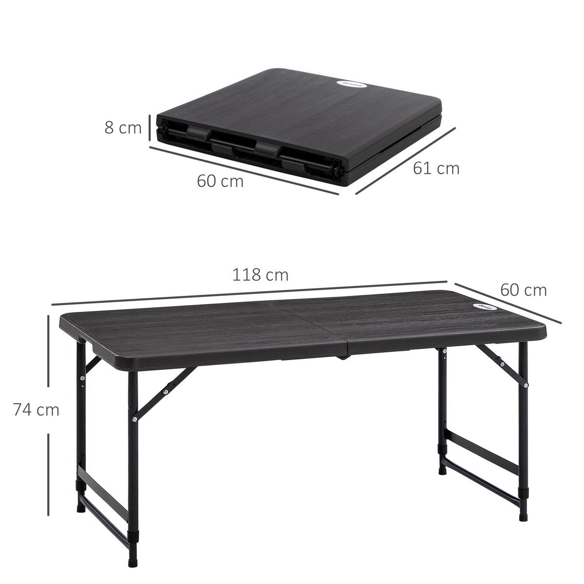 GARTENTISCH, Dunkelgrau, Stahl, HDPE - Dunkelgrau, Metall (118/60/74cm) - Outsunny