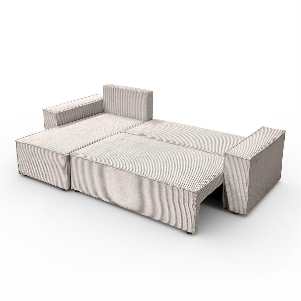 GEPOLSTERTES Ecksofa CARLOS L, Poso 100 - Ecru, Textil (247/143cm) - Lookway