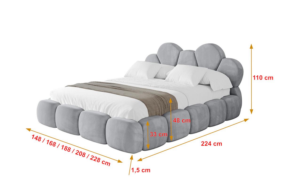 POLSTERBETT mit Bettkasten und Lattenrost, Bett mit Matratze H3/H4 - LANA 180x200 Hellgrau - Hellgrau, Holzwerkstoff/Textil (180/200cm) - ALTDECOR