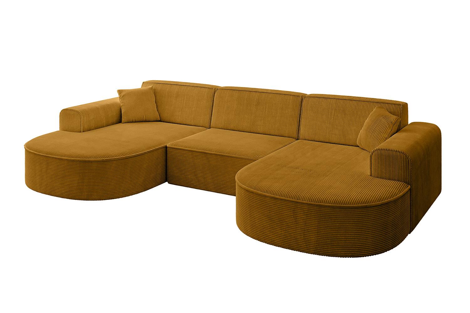WOHNLANDSCHAFT MARI-U1 - 303x171x79 cm Senfgelb Cord - Gelb/Schwarz, Holzwerkstoff/Kunststoff (303/79/171cm) - ALTDECOR