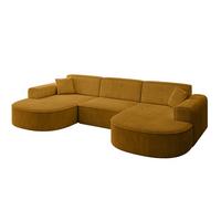 WOHNLANDSCHAFT MARI-U1 - 303x171x79 cm Senfgelb Cord - Gelb/Schwarz, Holzwerkstoff/Kunststoff (303/79/171cm) - ALTDECOR