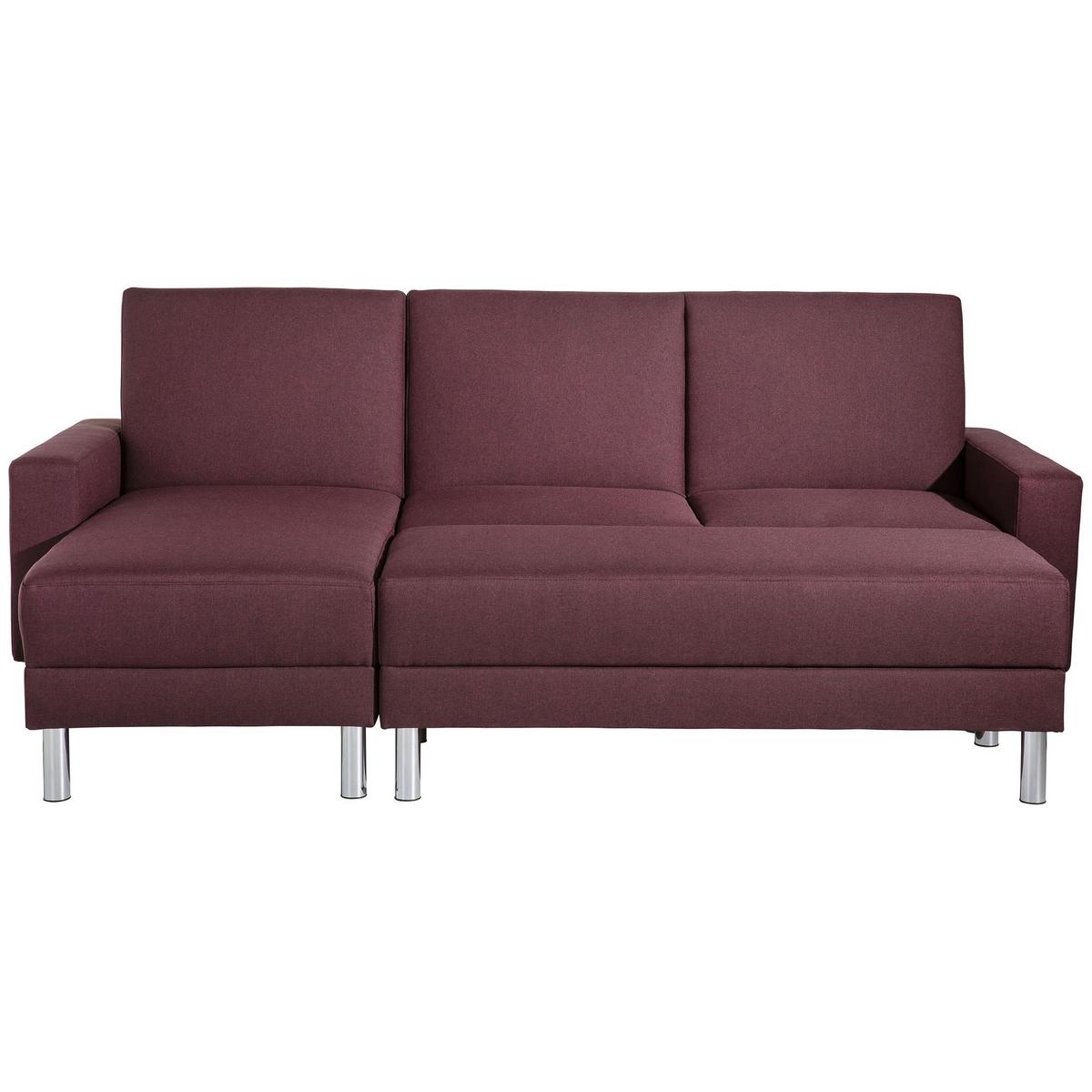 FUNKTIONSSOFA mit Hocker Katryna Flachgewebe burgund - Bordeaux, Kunststoff (144/92/230cm) - 58aufmkessel
