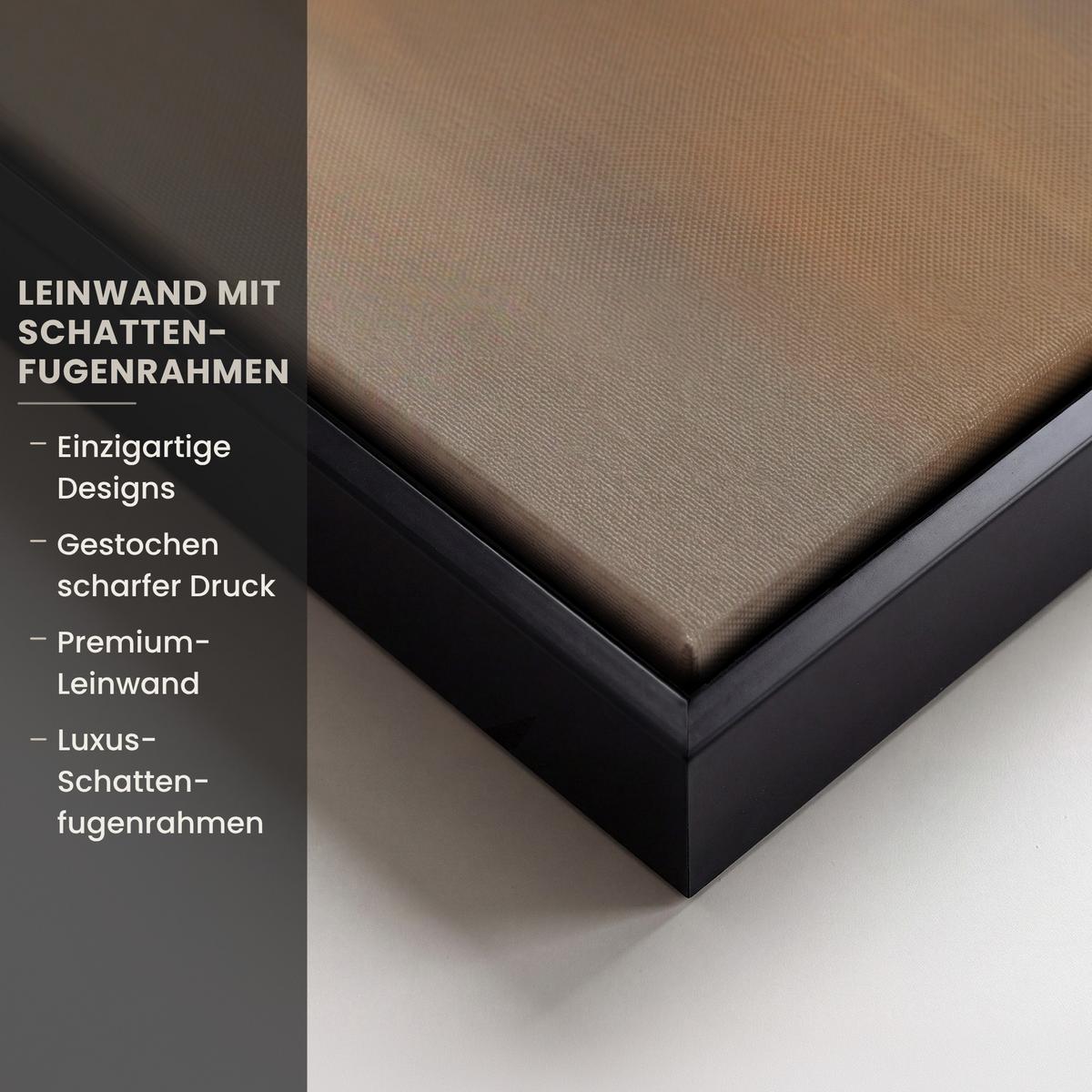 LEINWAND Bilder mit Rahmen - Kunst - Industriell - Grau - Braun - Abstrakt - 90x140 - Sandfarben, Textil (90/140cm) - MuchoWow
