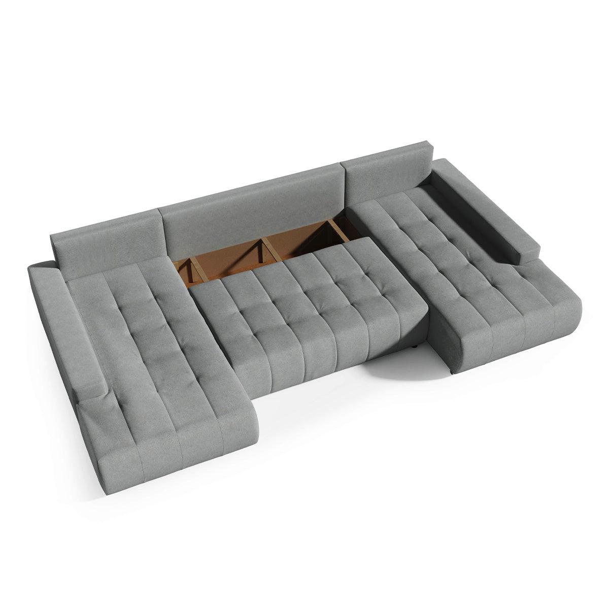 PANORAMASOFA Jonas 5 Sitzplätze Grau - Grau, Holzwerkstoff (350/85/185cm) - Petits-meubles