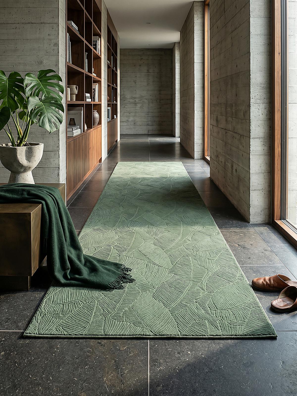 TEPPICHLÄUFER Antirutsch Abstrakt DALAR Polypropylen Waldgrün 80 x 150 cm - Grün, Textil (80/150cm) - KADIMA DESIGN