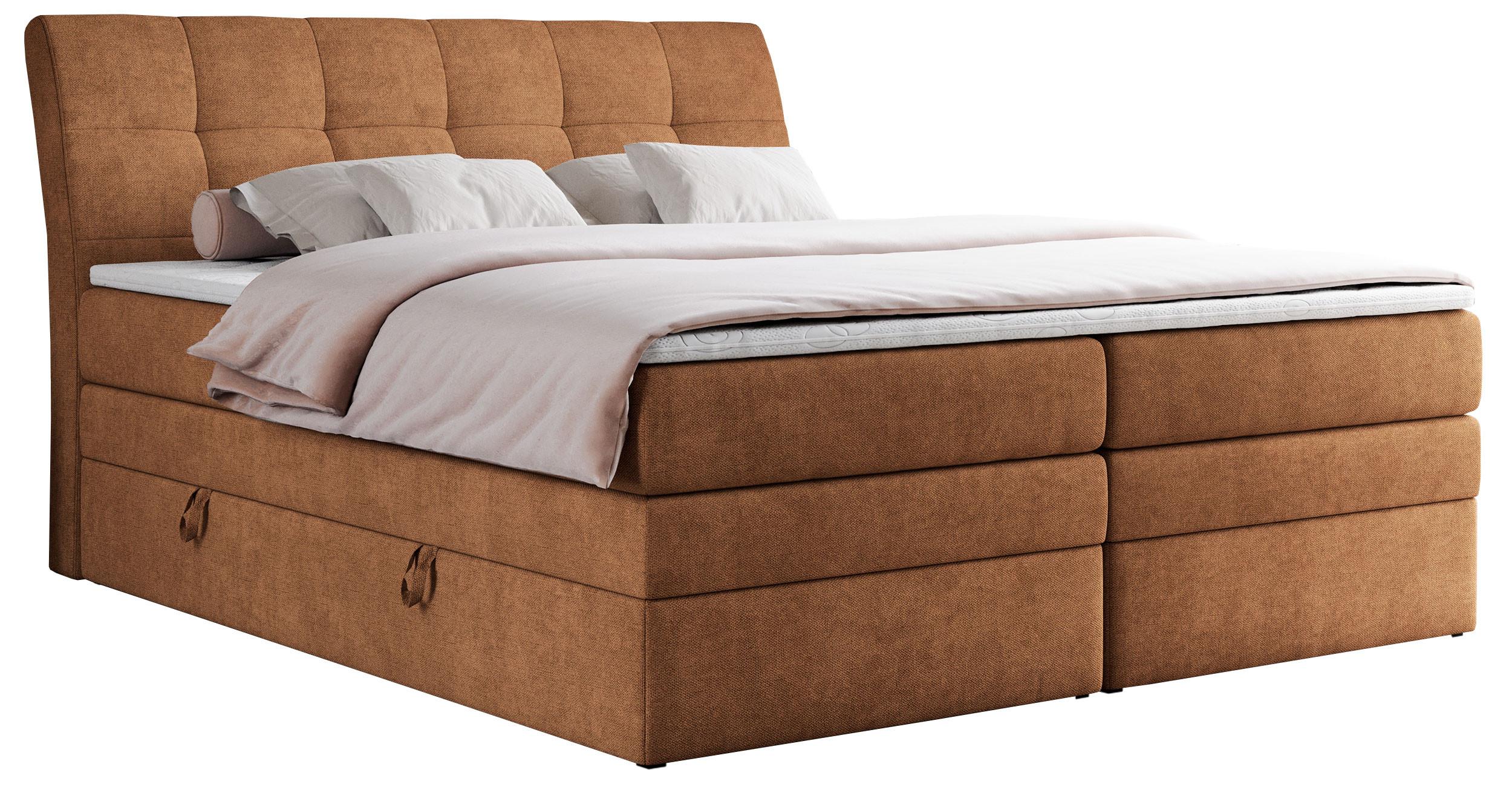 BOXSPRINGBETT GOLD-10 KING 200/200 Orange Struktur - H3 - Orange, Holz/Textil (200/200cm) - MKS