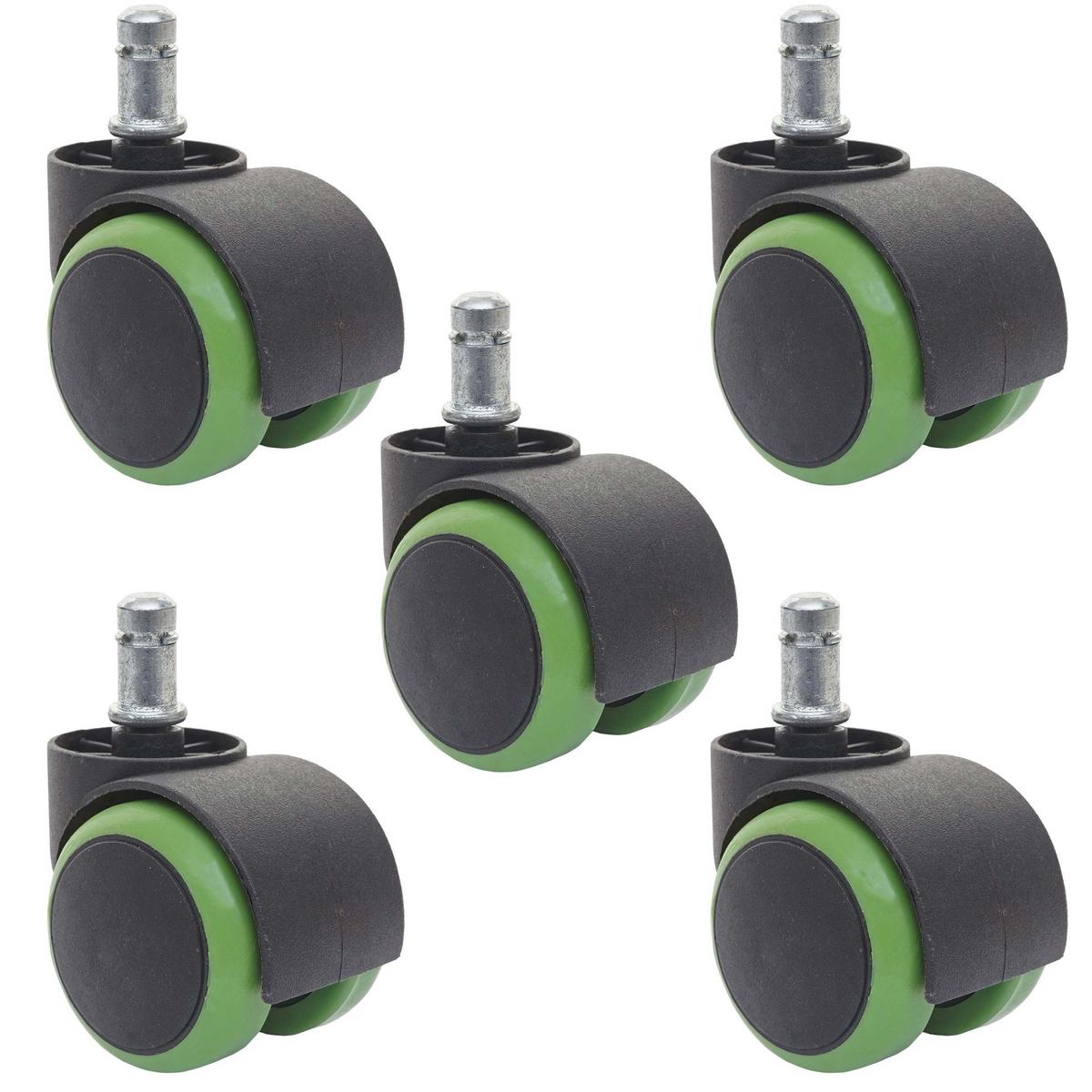 HARTBODENROLLEN 5ER SET Schwarz, Grün 5er-Set - Schwarz/Grün, Metall (1/1/1cm) - MCW