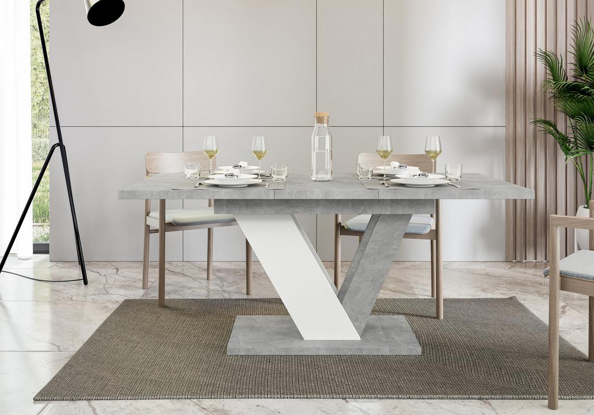 ESSTISCH ZAFIR Ausziehbar 120 - 160 / 80 x 76 cm - Weiß/Grau, Holz (120/80/76cm) - MASSENO