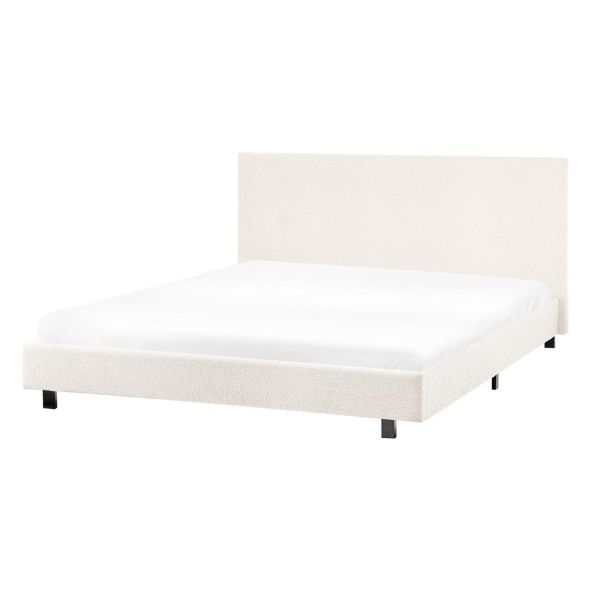 BETT mit Lattenrost 140/200 cm Bouclé Cremeweiß Albi - Creme, Textil (140/200cm) - Beliani