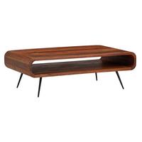 WOHNZIMMERTISCH Massivholz Sheesham, Modernes Design mit Staufach - Schwarz/Braun, Holz/Metall (55/90/30cm) - KADIMA DESIGN