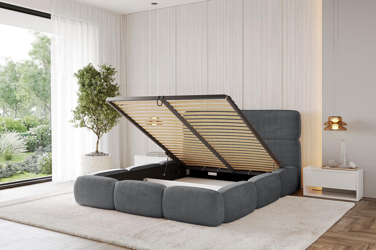 POLSTERBETT mit Bettkasten und Lattenrost, Boxbett ohne Matratze - ELVA 180x200 Dunkelgrau - Anthrazit, Holzwerkstoff/Textil (180/200cm) - ALTDECOR
