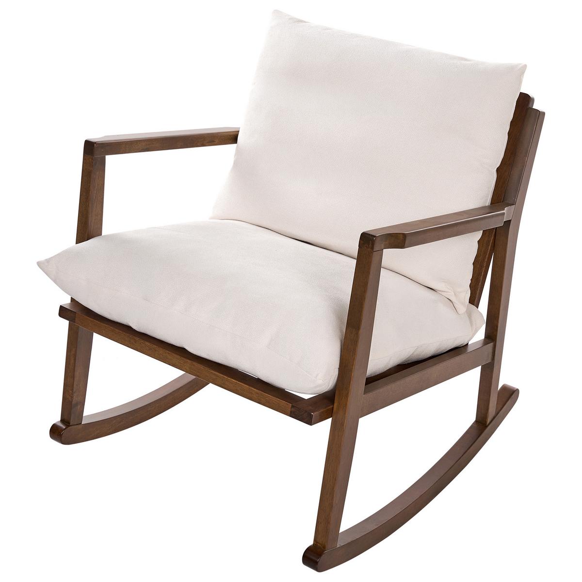 SCHAUKELSESSEL Holz Braun/Hellbeige Kjevik - Beige/Braun, Textil (65/75/75cm) - Beliani