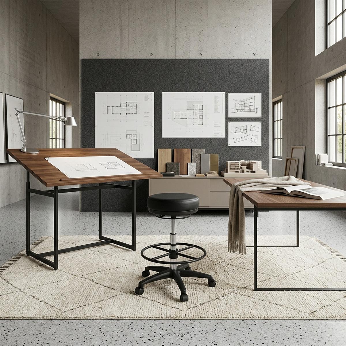ARBEITSHOCKER Kunstleder mit Fußablage, Kunststoff-Fußkreuz, drehbar LIVORNO - Schwarz, Kunststoff/Textil (60/88/60cm) - KADIMA DESIGN
