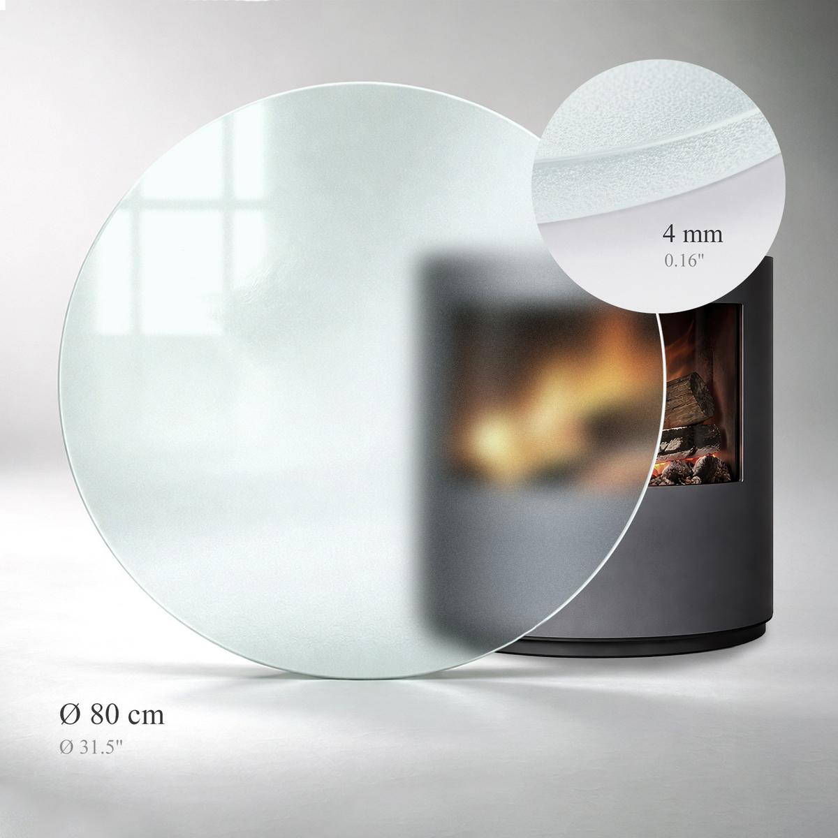 GLASBODENPLATTE für Kaminofen Ø80 cm – Milchglas Optik - Transparent, Glas (80/90/0.4cm) - TULUP