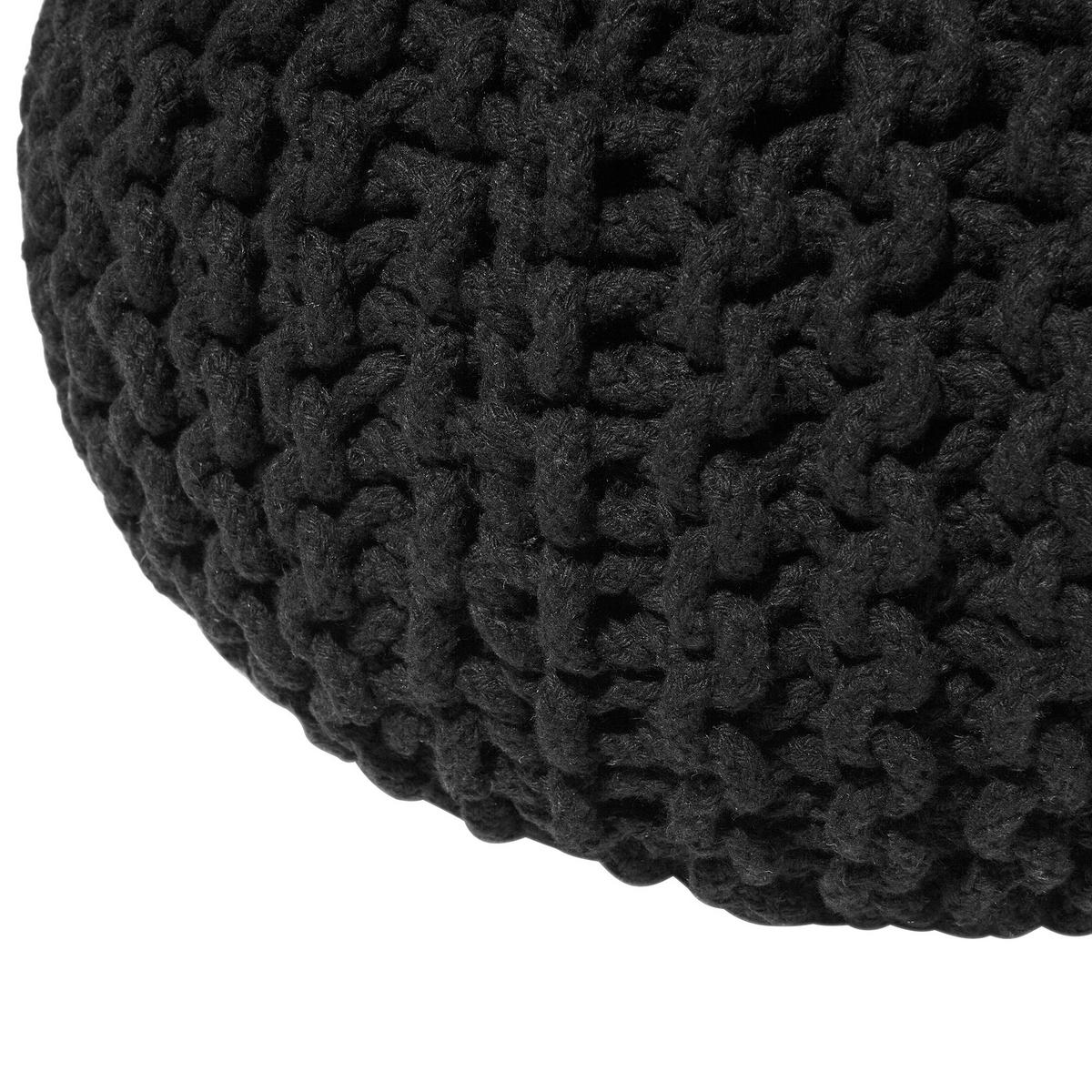 POUF Conrad 40/40/25 cm - Schwarz, Naturmaterialien/Textil (40/25/40cm) - Beliani
