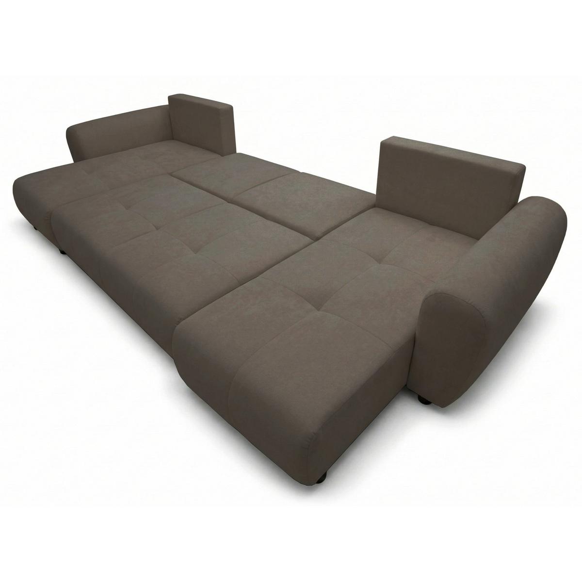 WOHNLANDSCHAFT Olido dunkelbeiger Samt - Schwarz/Cappuccino, Kunststoff/Textil (315/82/150cm) - Selsey