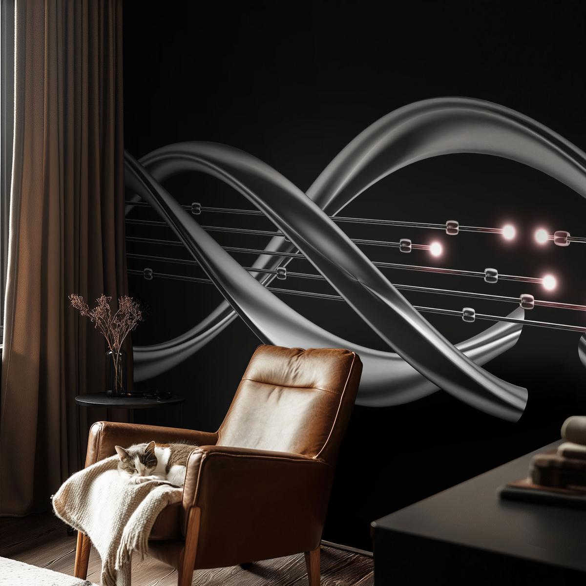 FOTOTAPETE 250x250 cm - Geflochtenes Muster - Schwarz, Textil (250/250cm) - Wallfluent