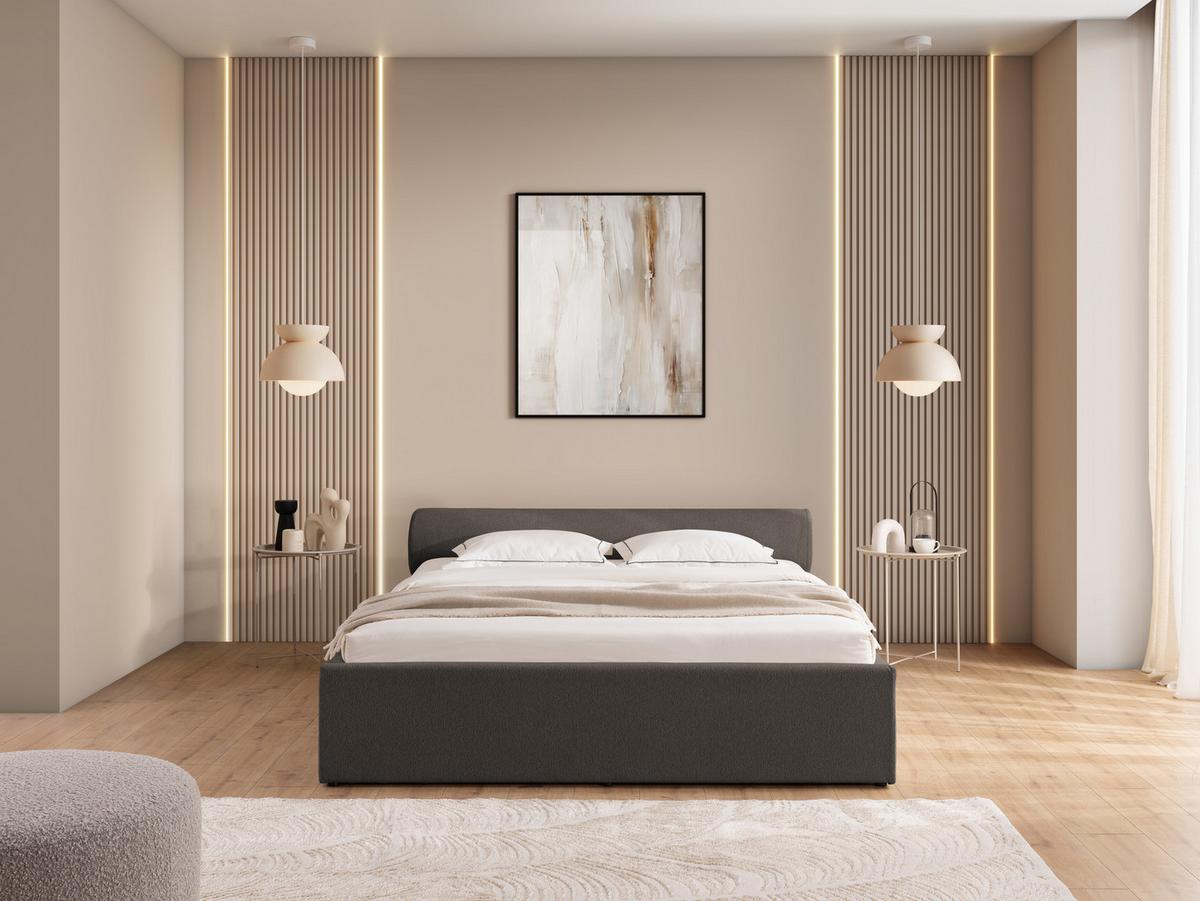 POLSTERBETT 200/200 cm Josy im Designer-Look mit Bettkasten und Lattenrost aus Anthrazit Chenille-Stoff - Anthrazit/Schwarz, Holz/Kunststoff (200/200cm) - S-Style Möbel